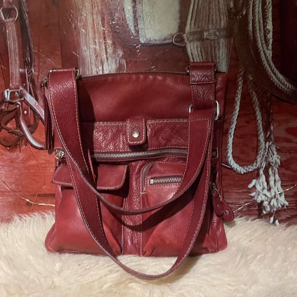 Roots Venetian red leather bag # 1